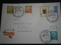 BRD Brief 1955 Mischfrankatur u.a. Heuss mit Sonderstempel 